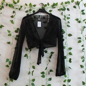 Windsor sheer tie-front cover up